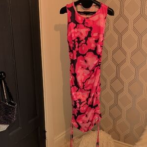 SHEIN Vibrant Pink and Black Abstract Mini Dress